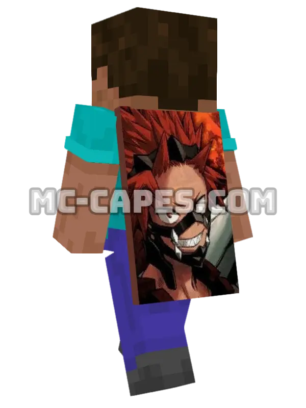 Eijirou Kirishima Minecraft cape worn on a player, seen from behind