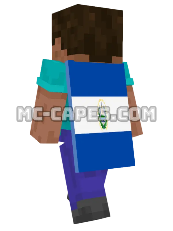 El Salvador Flag Minecraft cape worn on a player, seen from behind