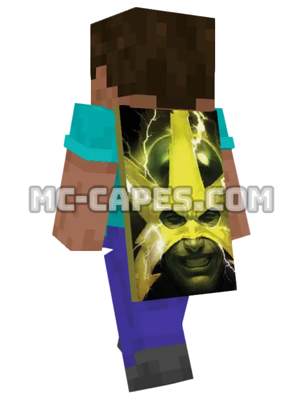 Electro Minecraft cape worn on a player, seen from behind