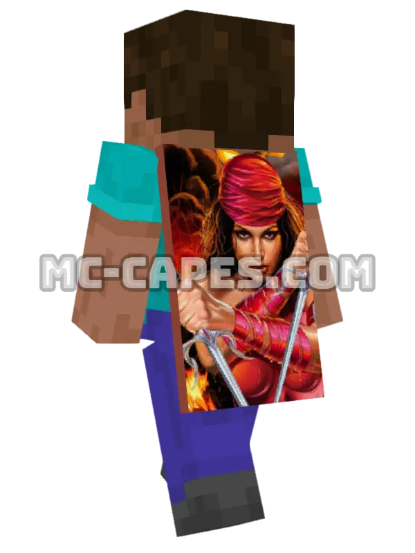 Elektra Minecraft cape worn on a player, seen from behind