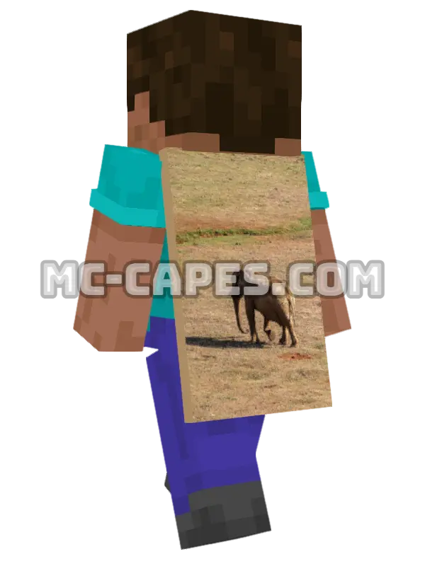 Elephant Minecraft cape worn on a player, seen from behind