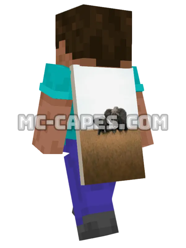 Elephants Minecraft cape worn on a player, seen from behind