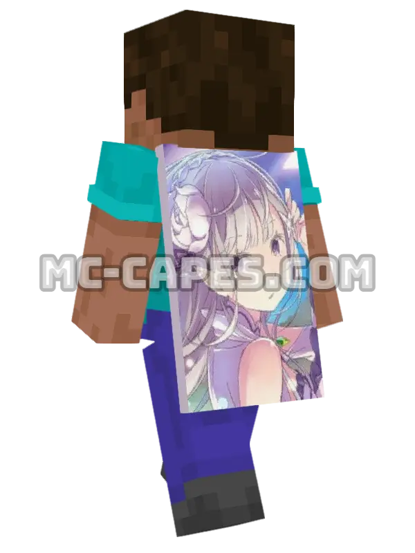 Emilia Minecraft cape worn on a player, seen from behind