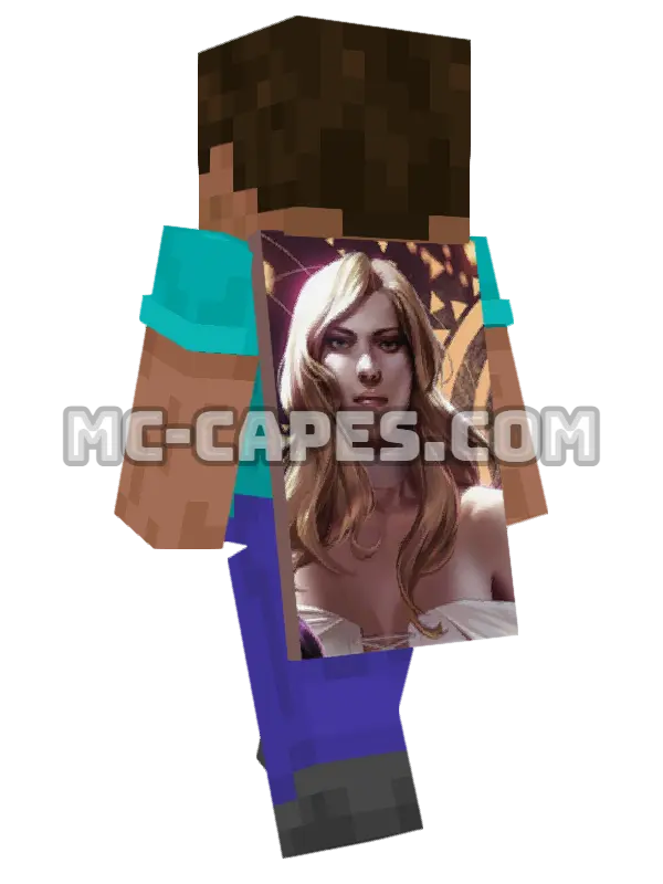 Emma Frost Minecraft cape worn on a player, seen from behind