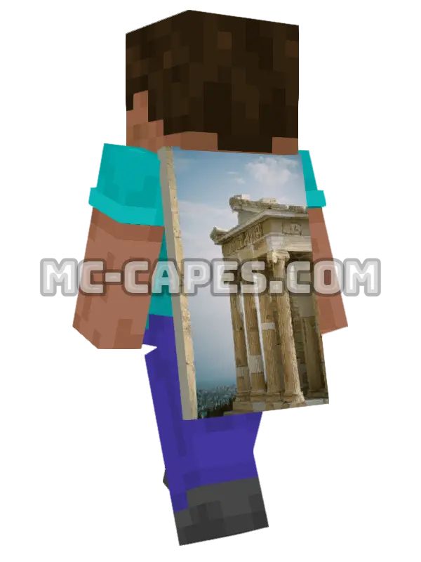 Erechtheion Temple Minecraft cape worn on a player, seen from behind