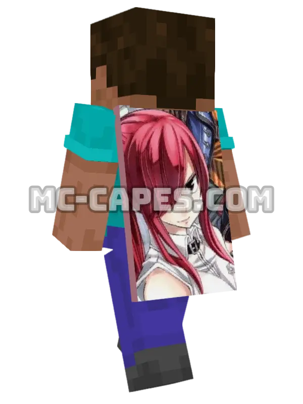 Erza Scarlet Minecraft cape worn on a player, seen from behind