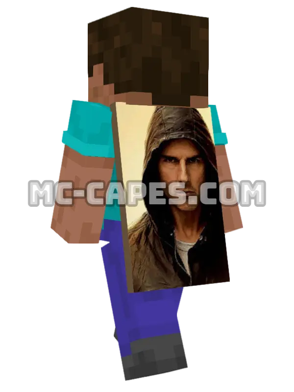 Ethan Hunt Minecraft cape worn on a player, seen from behind