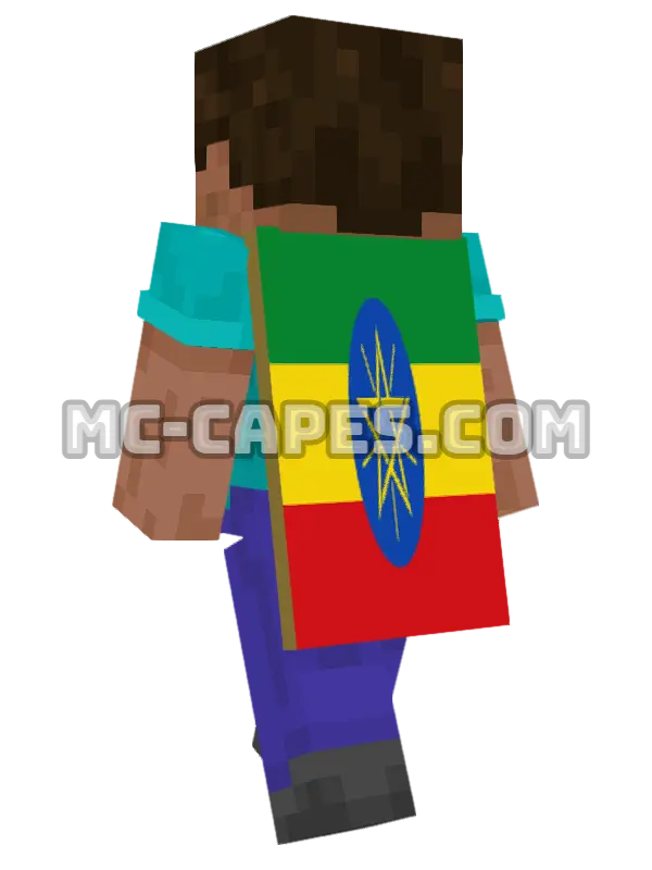 Ethiopia Flag Minecraft cape worn on a player, seen from behind