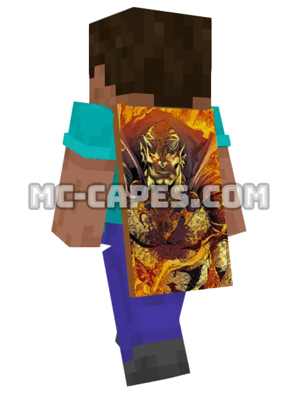 Etrigan Minecraft cape worn on a player, seen from behind