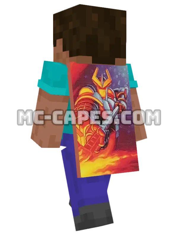 Evilhawk Minecraft cape worn on a player, seen from behind