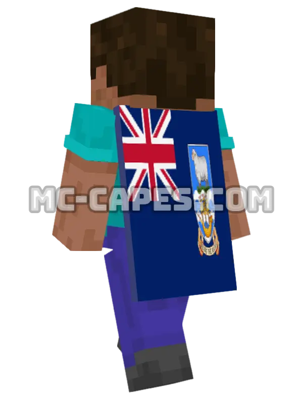 Falkland Islands Flag Minecraft cape worn on a player, seen from behind