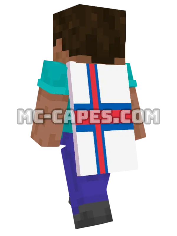 Faroe Islands Flag Minecraft cape worn on a player, seen from behind