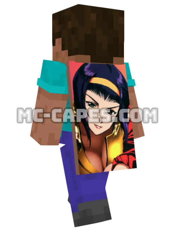 Faye Valentine Minecraft cape worn on a player, seen from behind