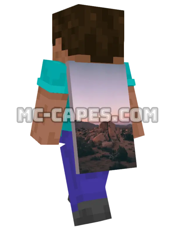 Field and Stone Minecraft cape worn on a player, seen from behind