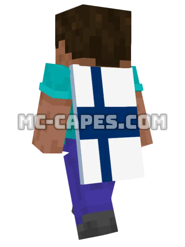 Finland Flag Minecraft cape worn on a player, seen from behind