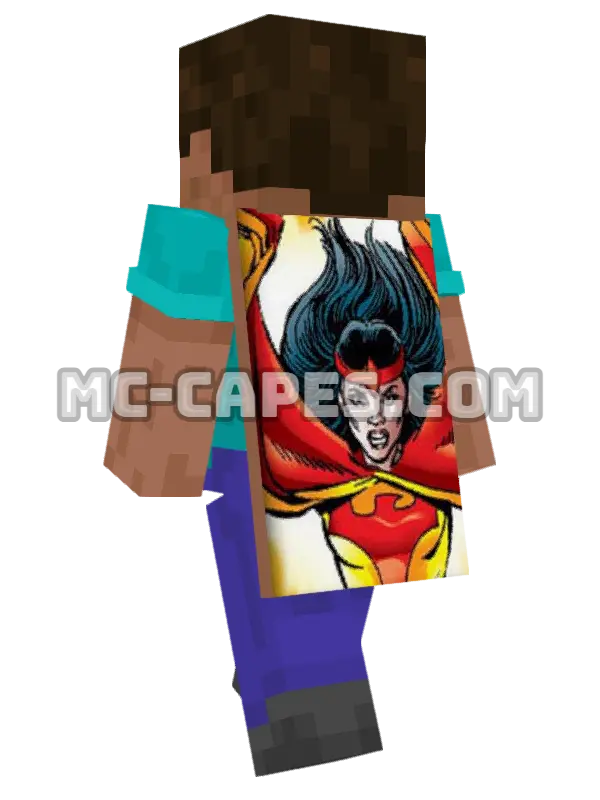 Firebird Minecraft cape worn on a player, seen from behind
