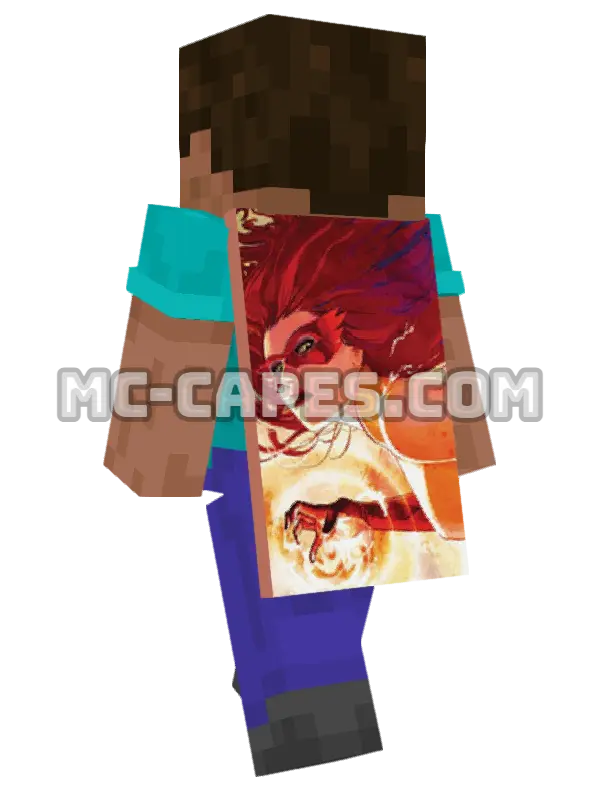 Firestar Minecraft cape worn on a player, seen from behind