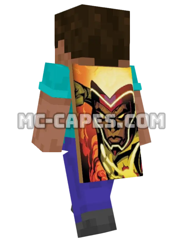 Firestorm Minecraft cape worn on a player, seen from behind