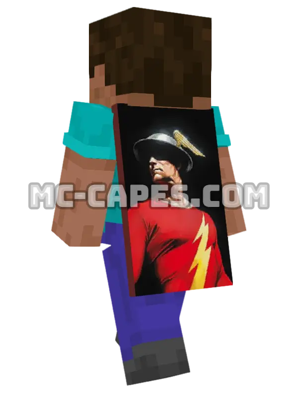 Flash Minecraft cape worn on a player, seen from behind