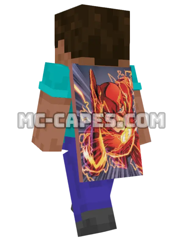 Flash II Minecraft cape worn on a player, seen from behind