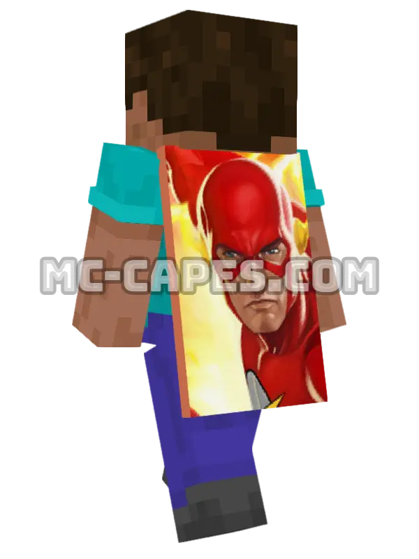 Flash III Minecraft cape worn on a player, seen from behind