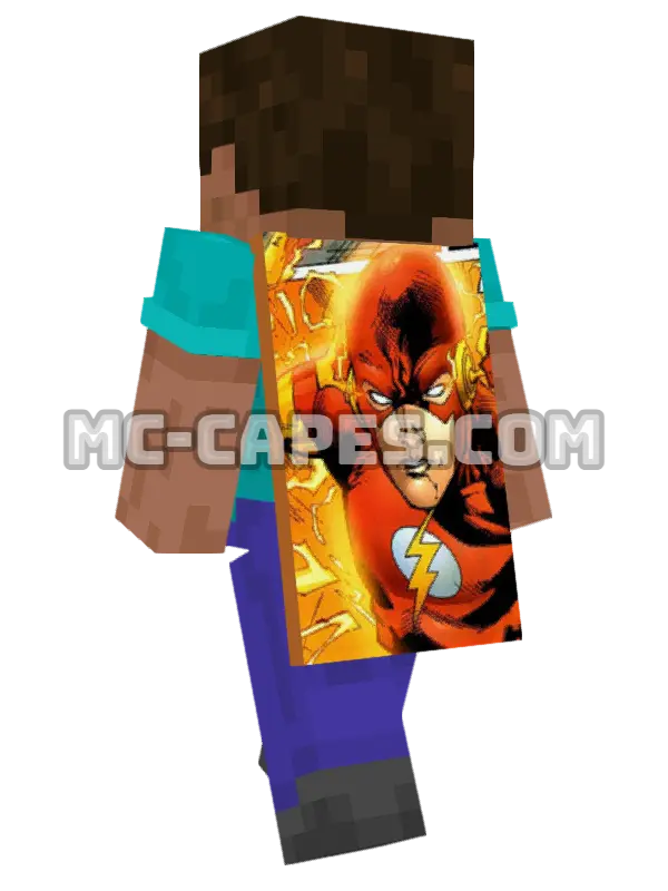 Flash IV Minecraft cape worn on a player, seen from behind