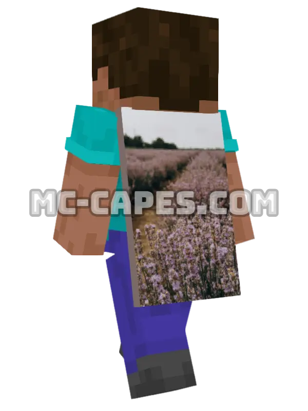 Flower Field Minecraft cape worn on a player, seen from behind