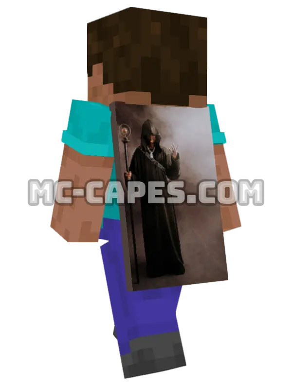 Foggy Wizard Minecraft cape worn on a player, seen from behind
