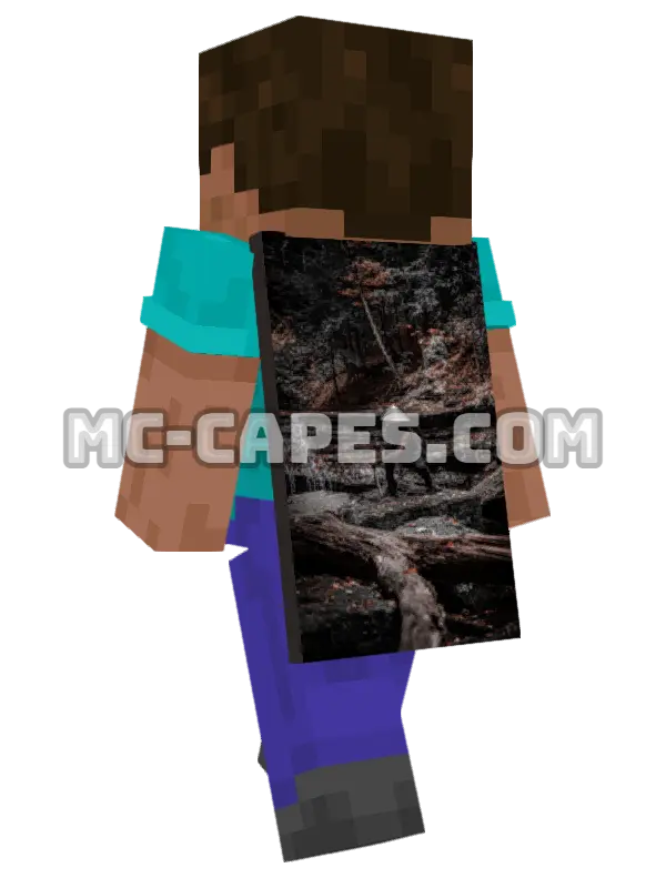 Forest Samurai Minecraft cape worn on a player, seen from behind