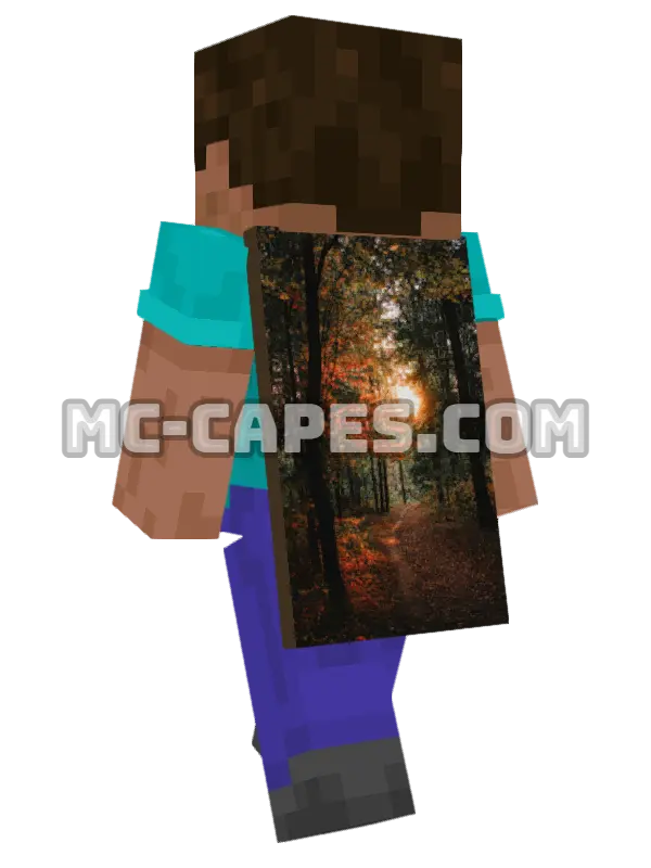 Forest Sunlight Minecraft cape worn on a player, seen from behind