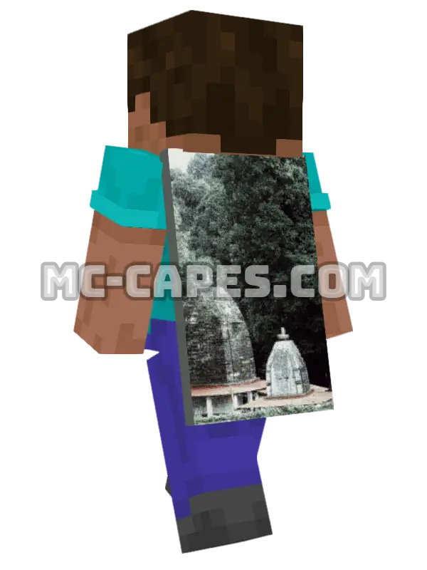 Forest Temples Minecraft cape worn on a player, seen from behind
