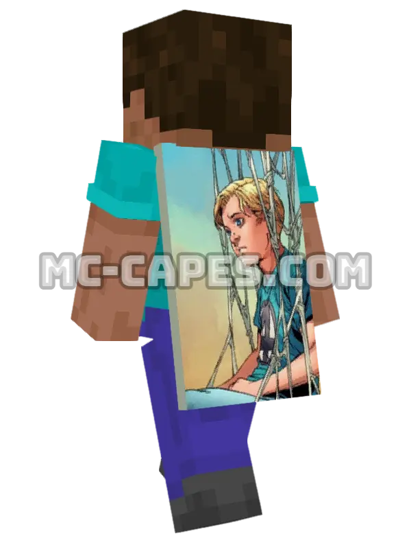 Franklin Richards Minecraft cape worn on a player, seen from behind