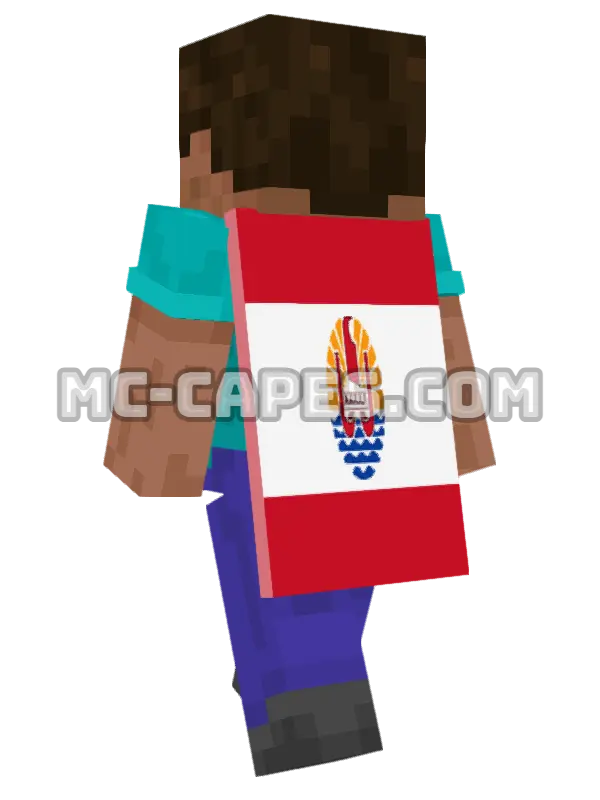 French Polynesia Flag Minecraft cape worn on a player, seen from behind