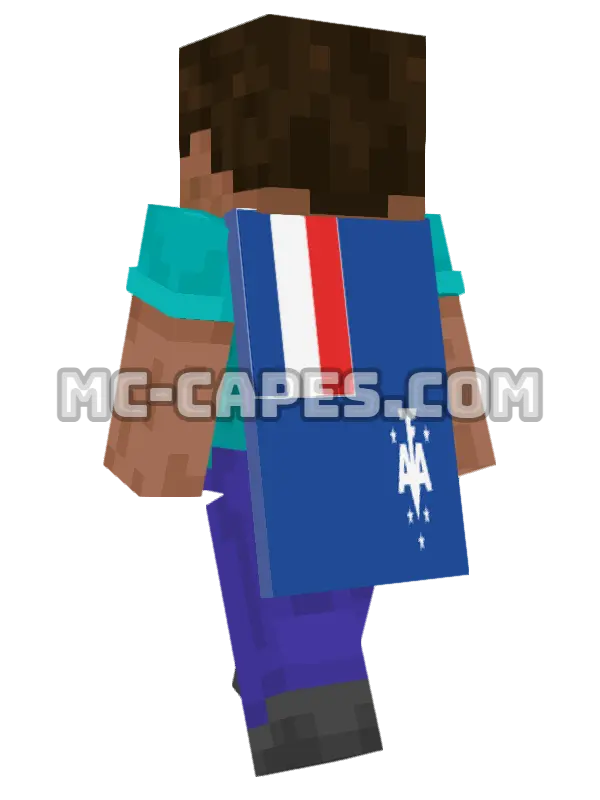 French Southern and Antarctic Lands Flag Minecraft cape worn on a player, seen from behind