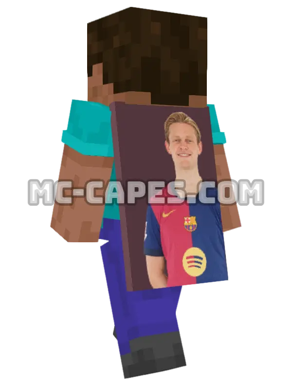 Frenkie de Jong Minecraft cape worn on a player, seen from behind
