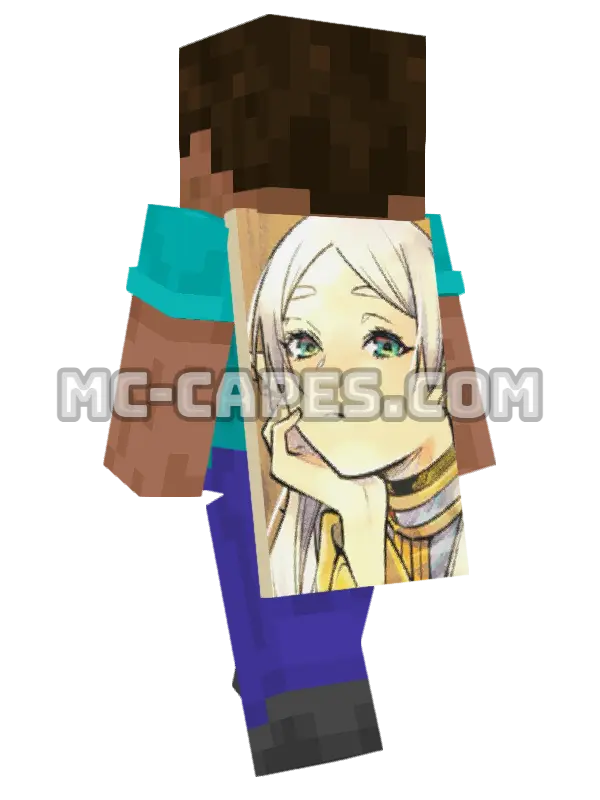 Frieren Minecraft cape worn on a player, seen from behind