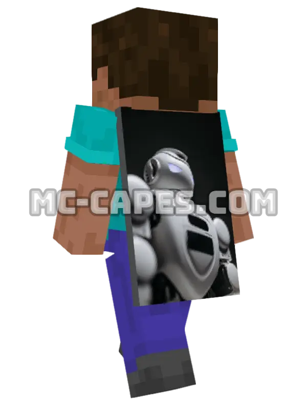 Futuristic Robot Minecraft cape worn on a player, seen from behind