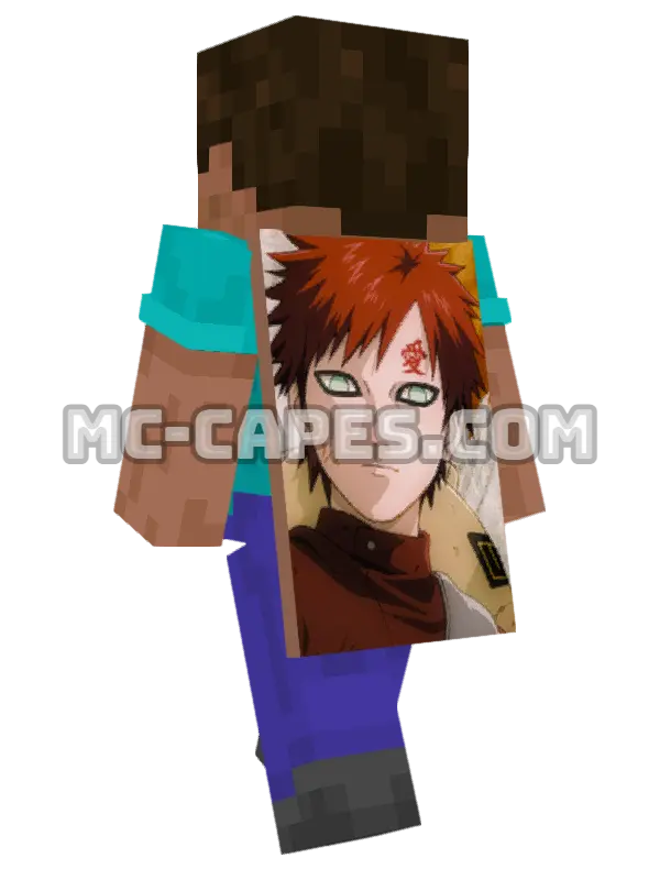 Gaara Minecraft cape worn on a player, seen from behind