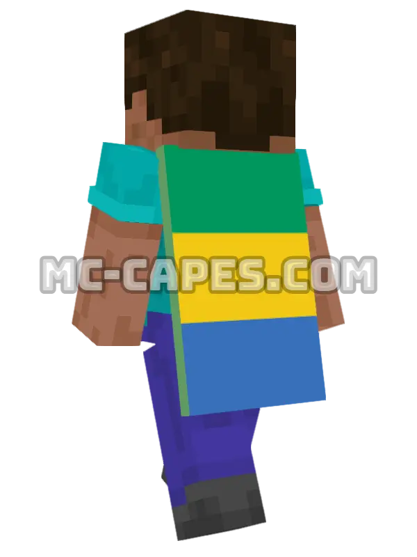 Gabon Flag Minecraft cape worn on a player, seen from behind