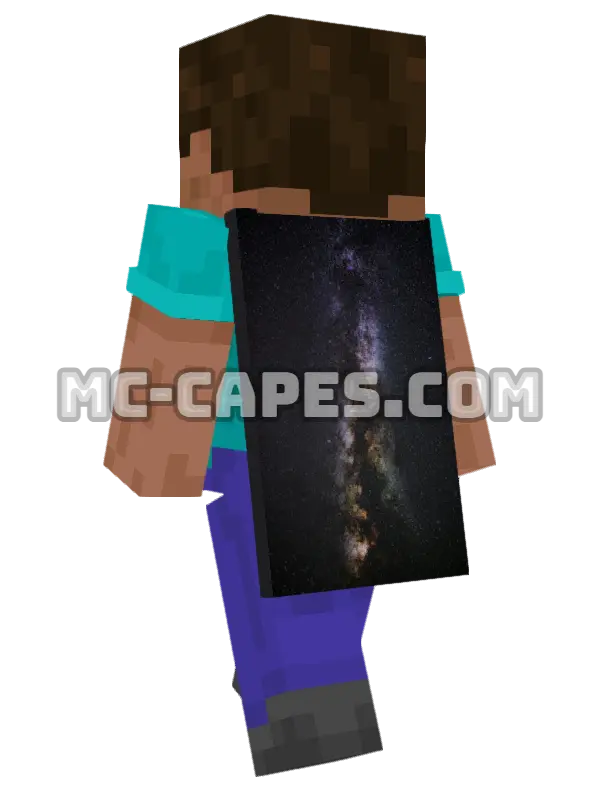 Galaxy Space Minecraft cape worn on a player, seen from behind