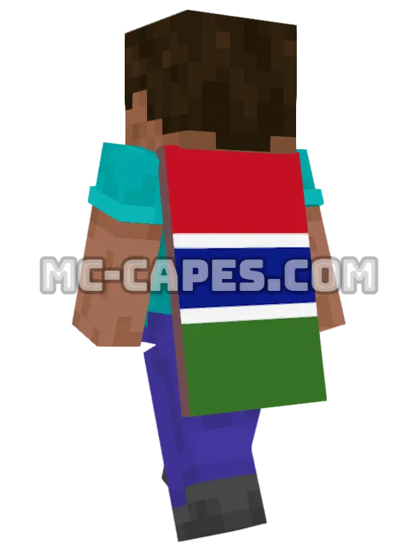Gambia Flag Minecraft cape worn on a player, seen from behind