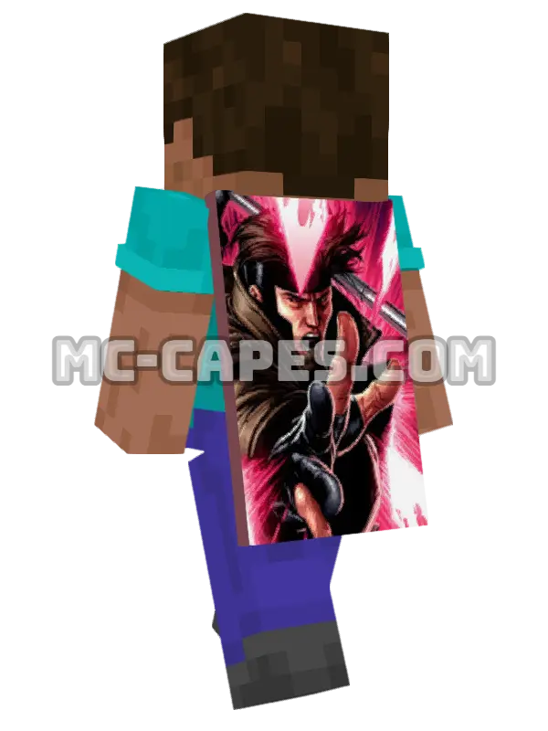 Gambit Minecraft cape worn on a player, seen from behind