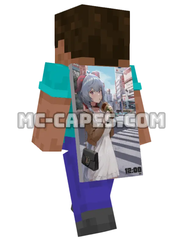Ganyu Dress Minecraft cape worn on a player, seen from behind