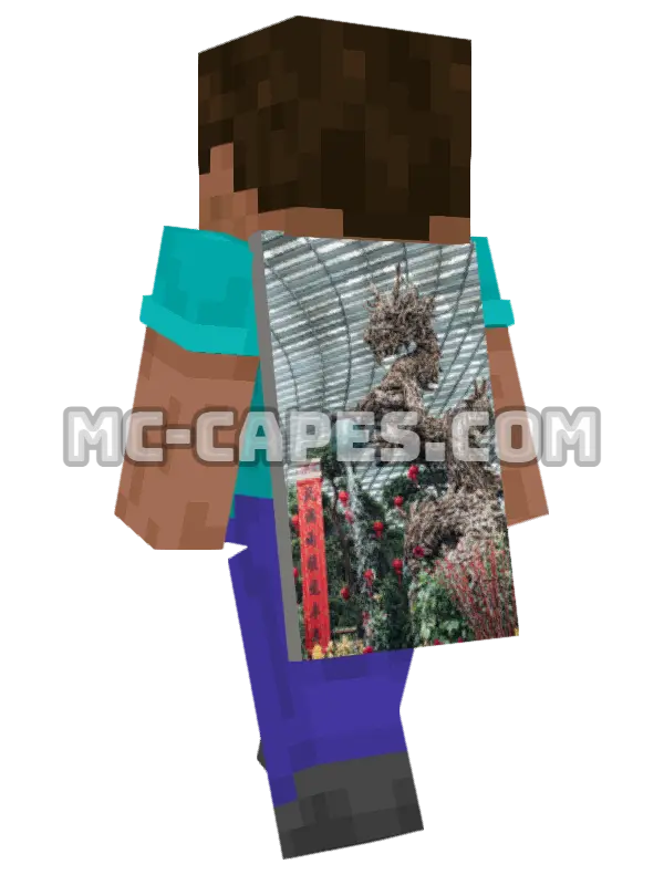 Garden Dragon Minecraft cape worn on a player, seen from behind