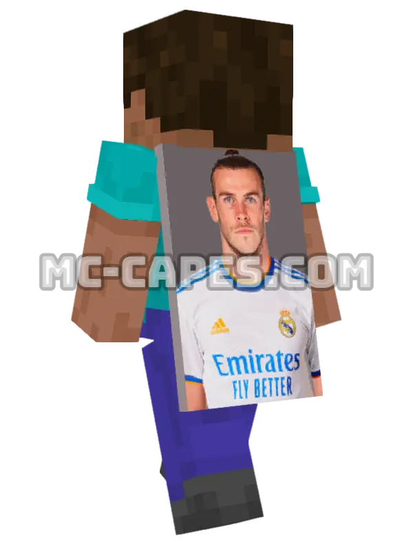 Gareth Bale Minecraft cape worn on a player, seen from behind
