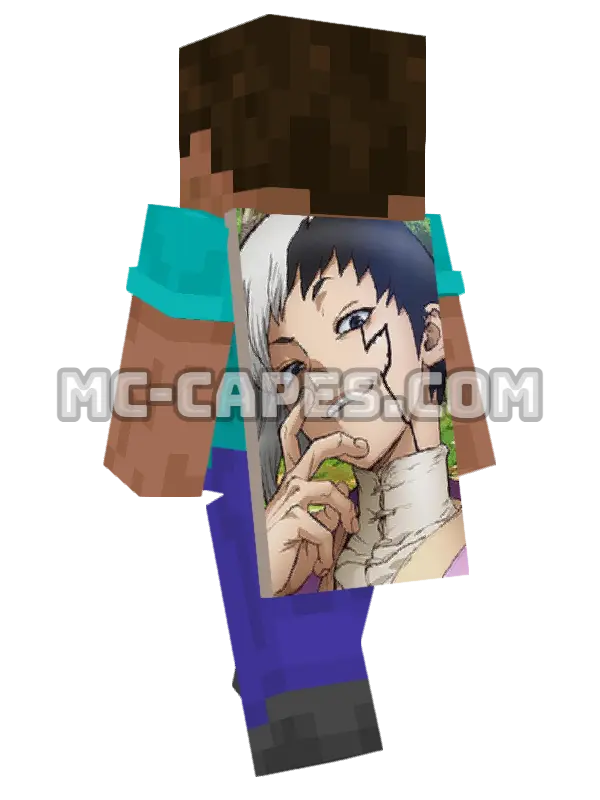 Gen Asagiri Minecraft cape worn on a player, seen from behind