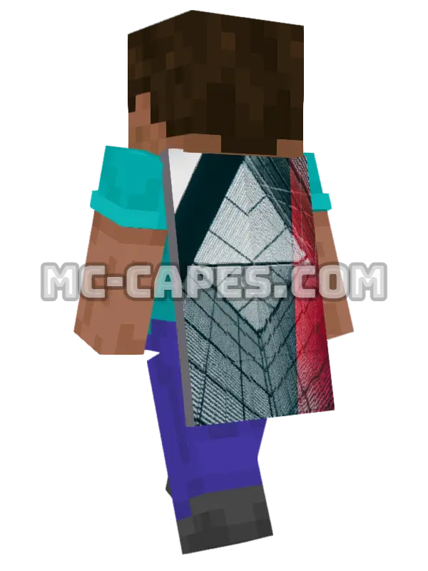Geometric Architecture Minecraft cape worn on a player, seen from behind