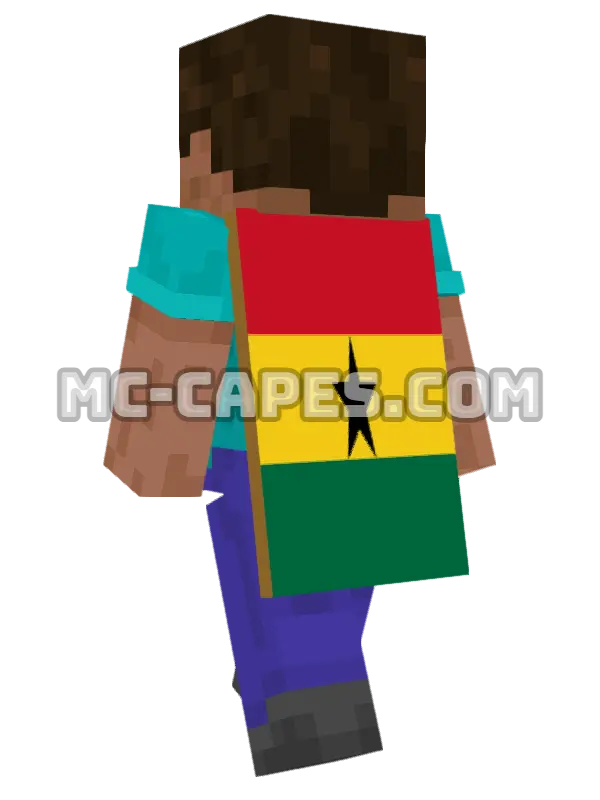 Ghana Flag Minecraft cape worn on a player, seen from behind