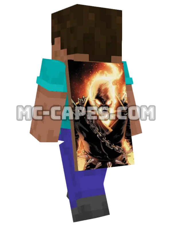 Ghost Rider Minecraft cape worn on a player, seen from behind