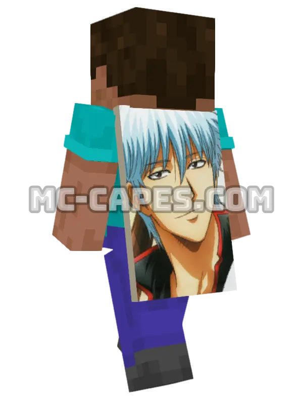 Gintoki Sakata Minecraft cape worn on a player, seen from behind
